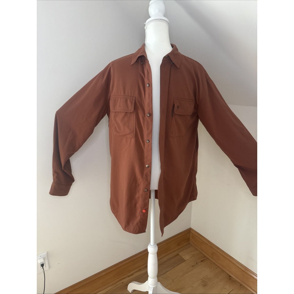 Duck Camp Hunting Shirt Mens Large Rust Brown Long Sleeve Button Down L102-M1